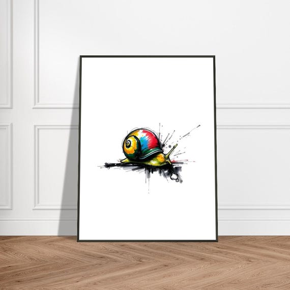 Vivid Abstract Snail Art Bold Splash Of Colors With Ink Details Minimalist Japaneseinspired Illustration