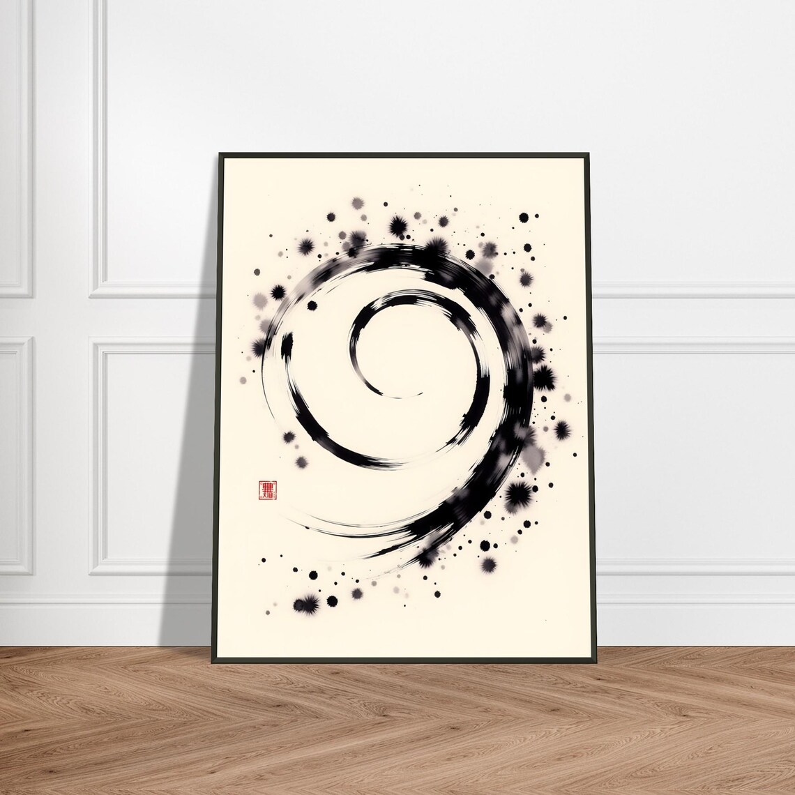 Enso Spiral Brushstroke Circle Minimalist Japanese Zen Ink Poster