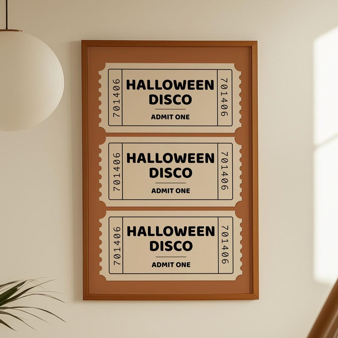 Spooky Halloween Disco Admit One Retro Ticket Party Wall Print