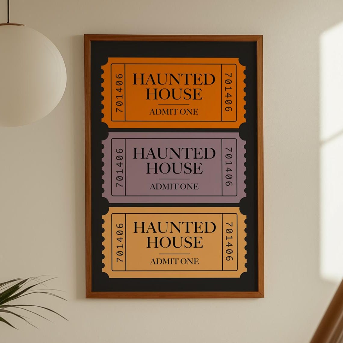 Haunted House Ticket Print Retro Halloween Decor Vintage Fall Wall