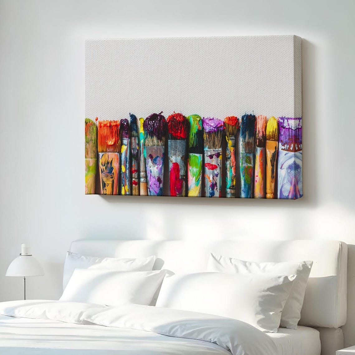 Colorful Paint Brushes Row Artistic Oil Paint Studio Wall Decor Poster