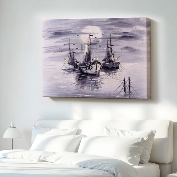 Venice Italy Sailing Port Oil Painting Style Canvas Wall Art Illustration Large Housewarming Gifts