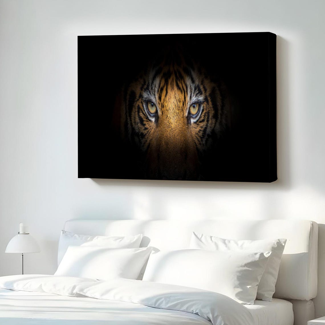 Tiger Eyes In Darkness Dramatic Black Wildlife Portrait Wall Poster