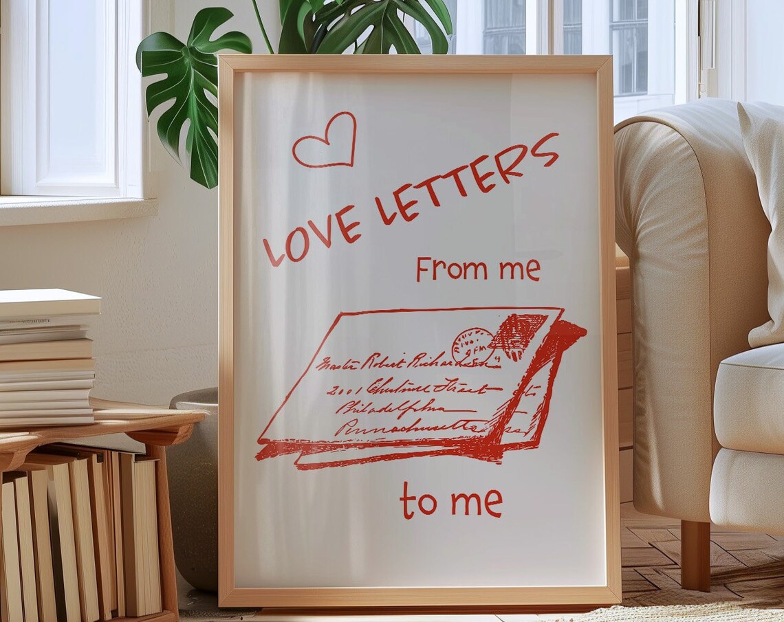 Love Letters From Me to Me Red Envelope Self Love Quote Poster