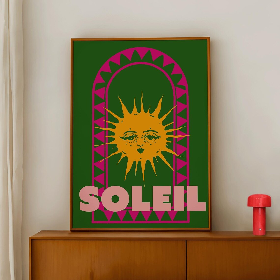Boho Sun Art Print, Retro French Soleil Poster - Image 2
