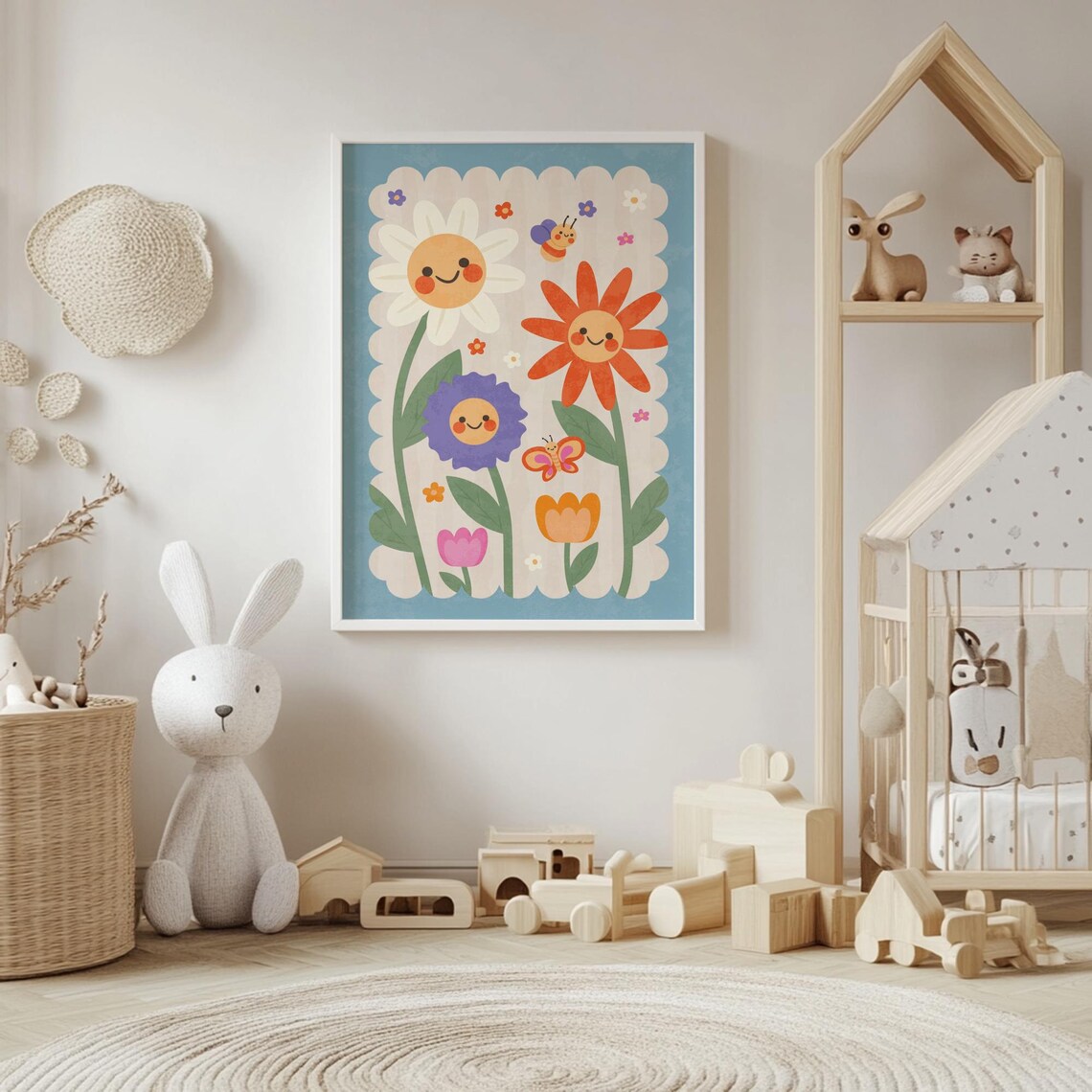Smiley Flowers Retro Botanical Nursery Art Print - Image 4