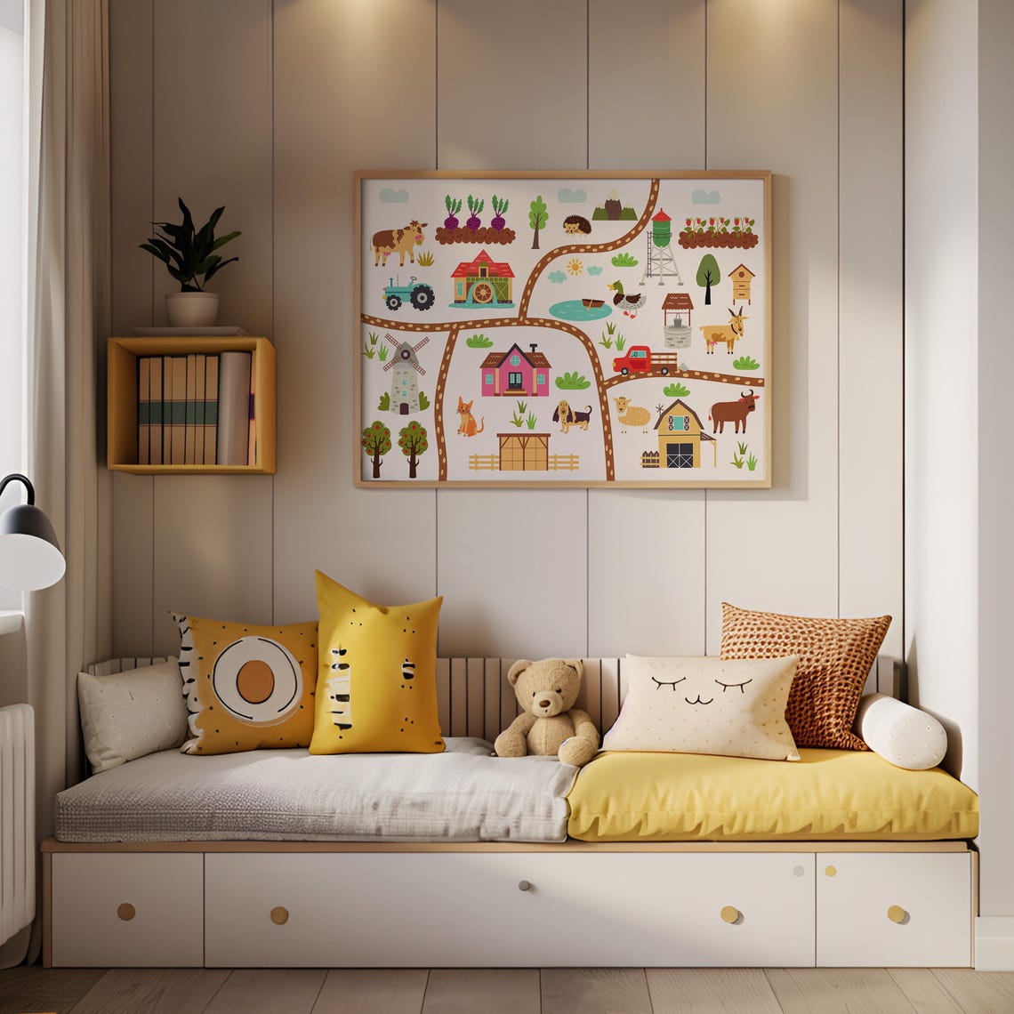 Farm Map With Animals And Tractor Educational Kids Room Wall Poster - Image 5