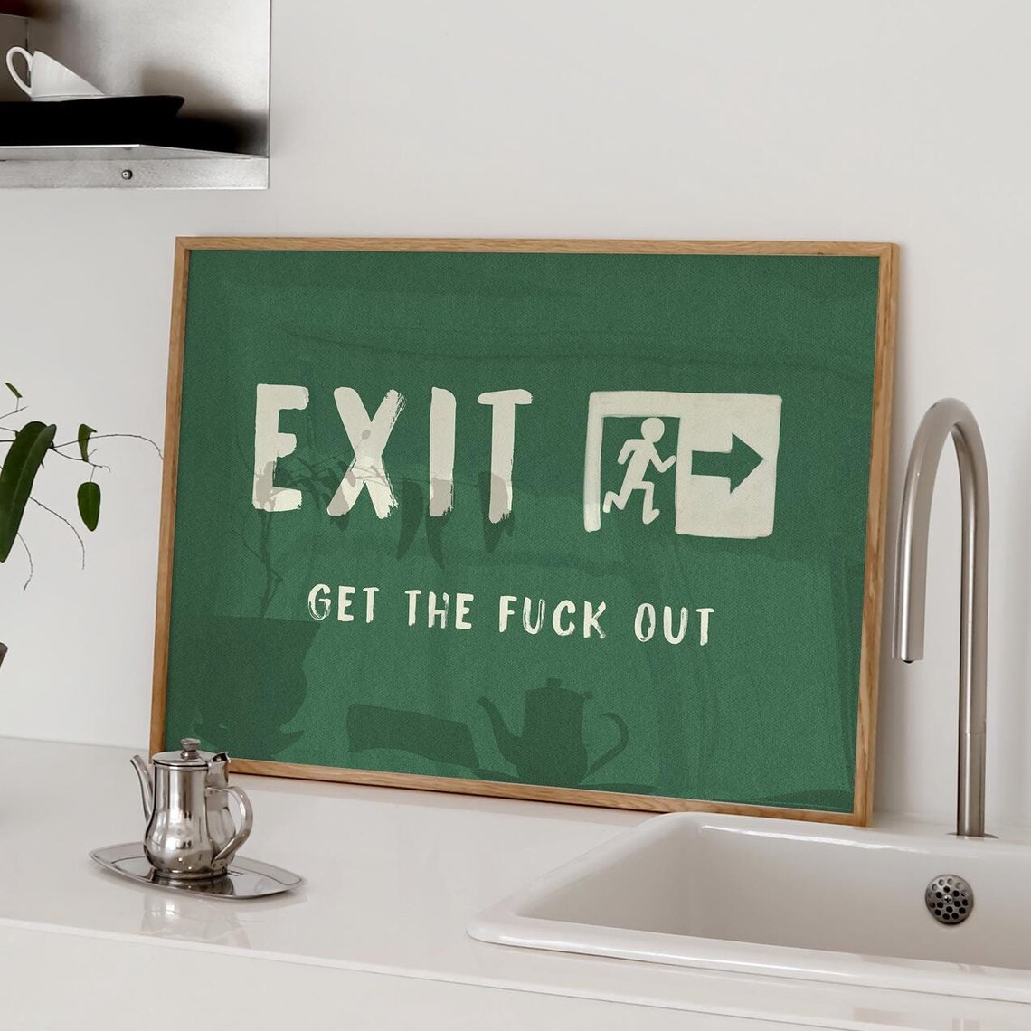 Exit Print Funny Hallway Poster, Sarcastic Typography