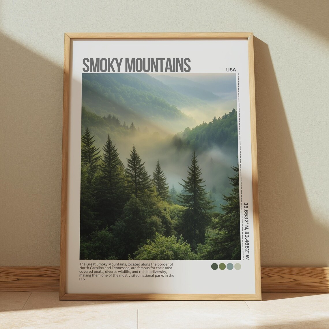 Smoky Mountains Misty Forest Sunrise Photo National Park Poster