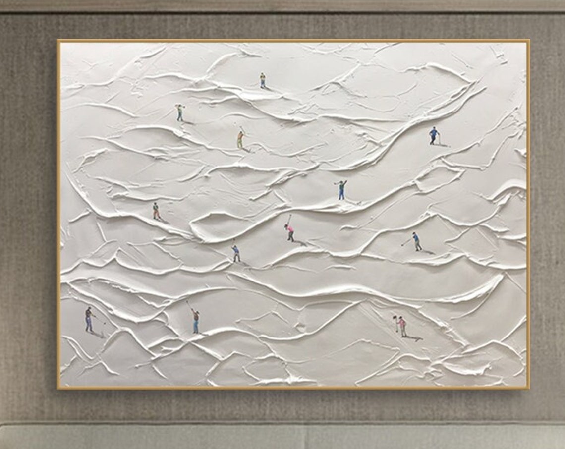 Original Golf Sport Painting On Custom Painting Texture Wall Art Personalized Gift Golfer Gift Painting Art White Texture Art
