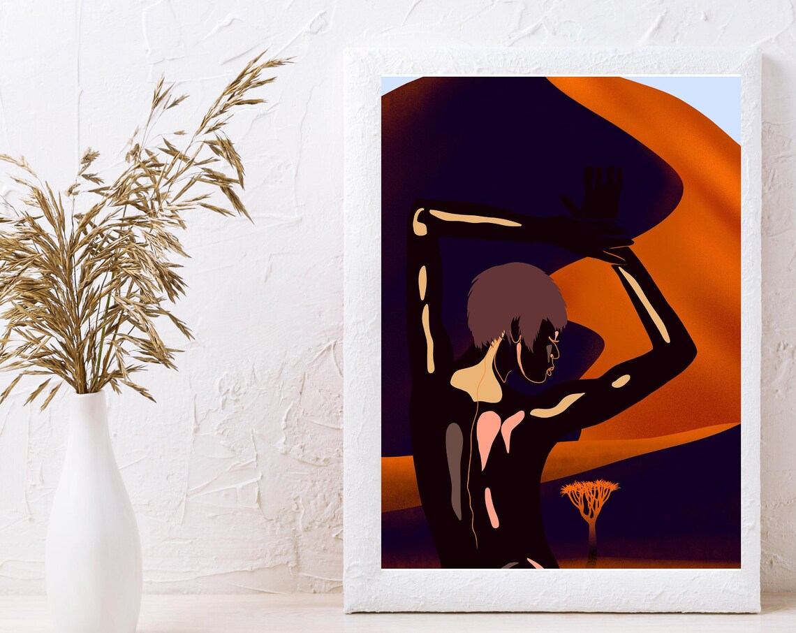 Desert Free African Wall Art, Afrocentric Woman Art