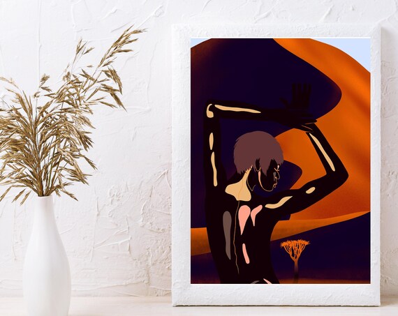 Desert Free African Wall Art, Afrocentric Woman Art