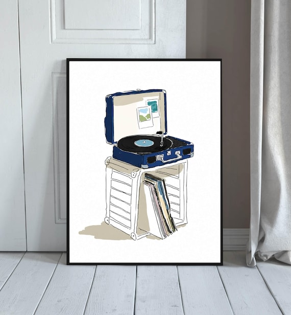 Vintage Record Player Poster, Retro Music Decor
