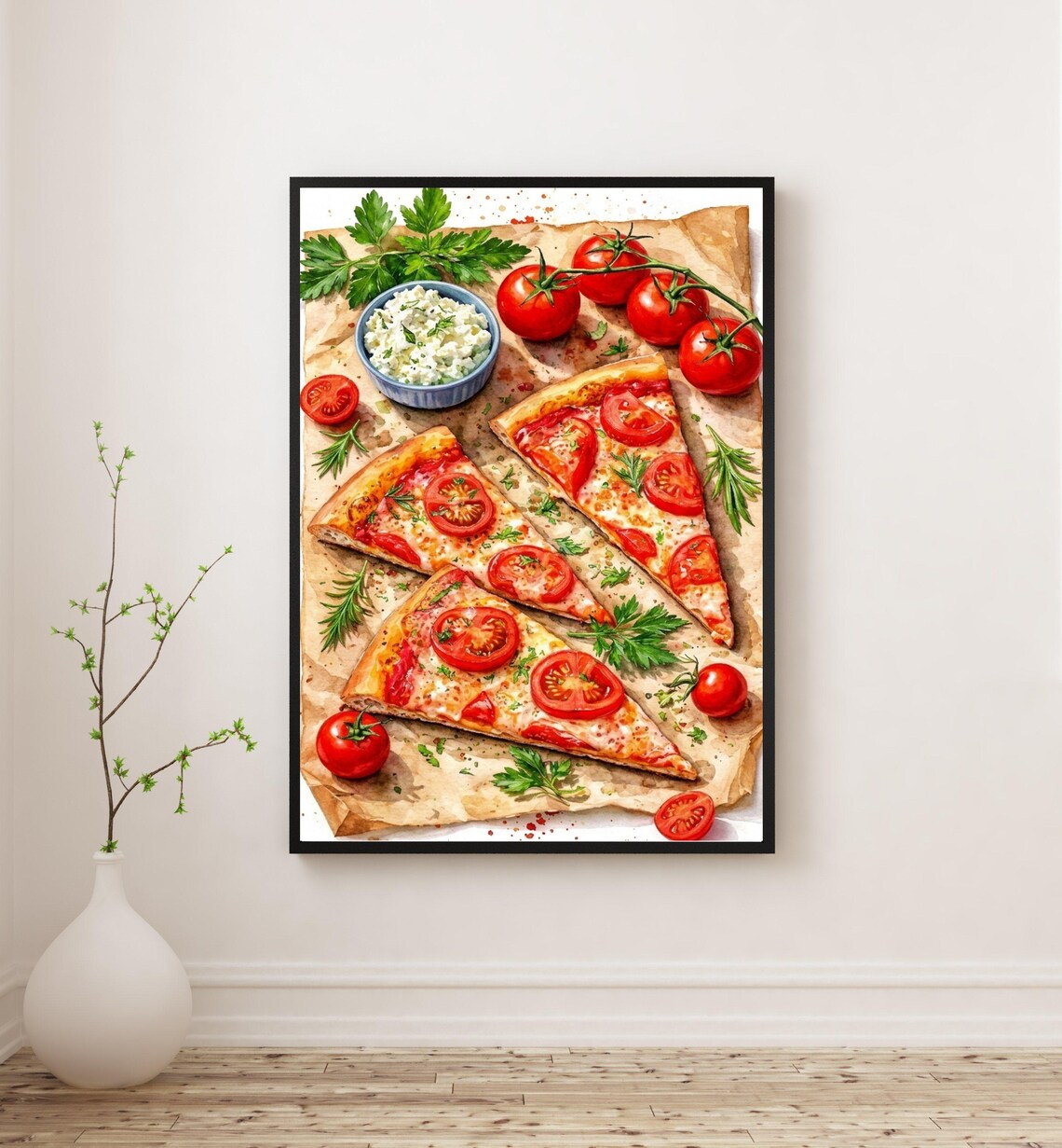 Pizza Slice Kitchen Food Poster, Italian Illustration