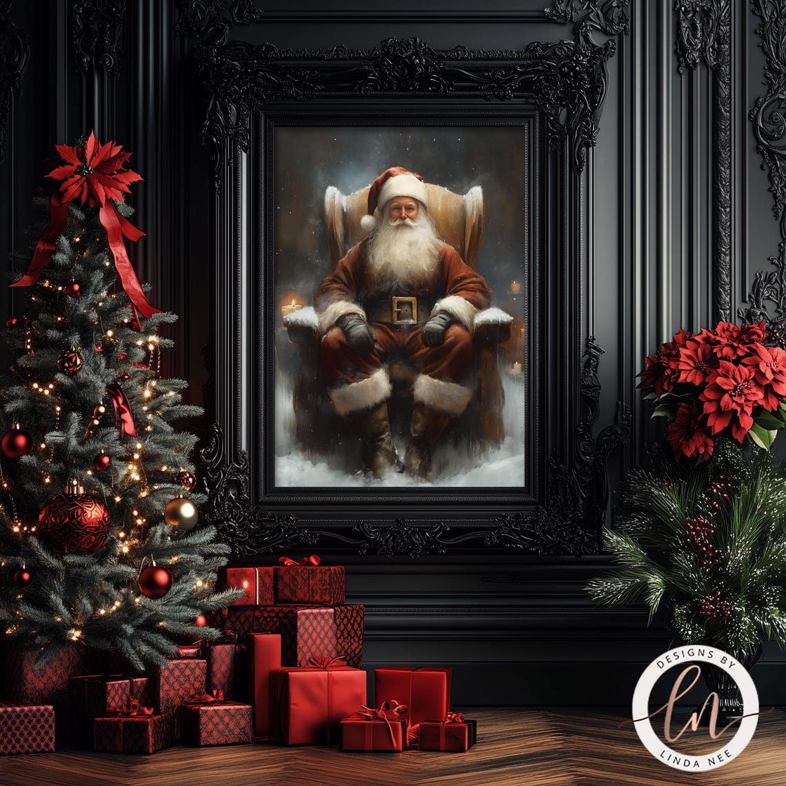 Santa Claus Dark Academia Print Vintage Christmas Wall Art Moody Oil Painting Dark Cottagecore Aesthetic Gothic Santa Poster 6 Xms017 - Image 4