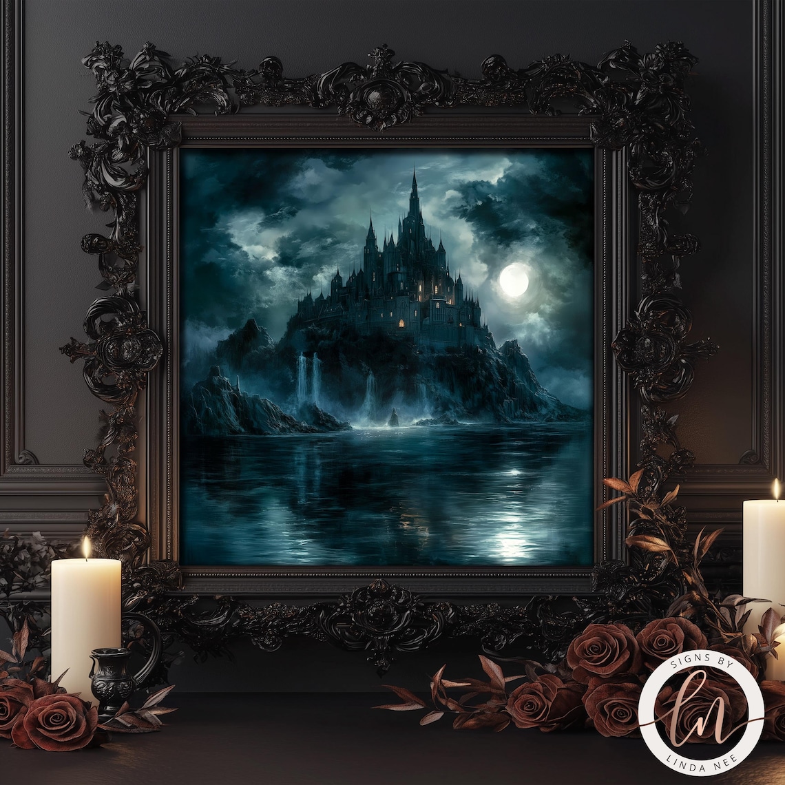 Castle Oil Painting Print, Dark Academia Decor - Image 2