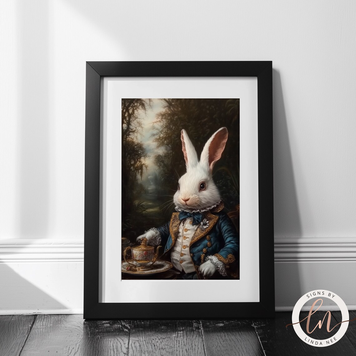 Alice In Wonderland White Rabbit Victorian Portrait Art Print - Image 3