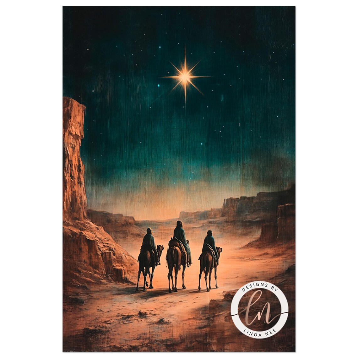 Star Of Bethlehem and Three Wise Men Art Print - Image 3