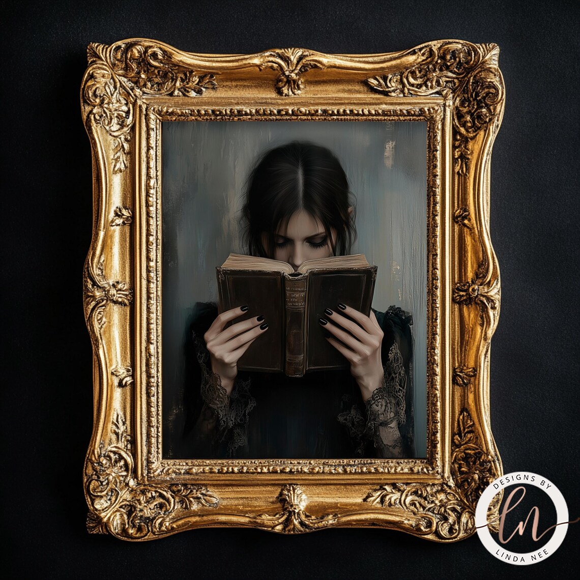 Victorian Woman Reading, Dark Academia Library Art Print - Image 5