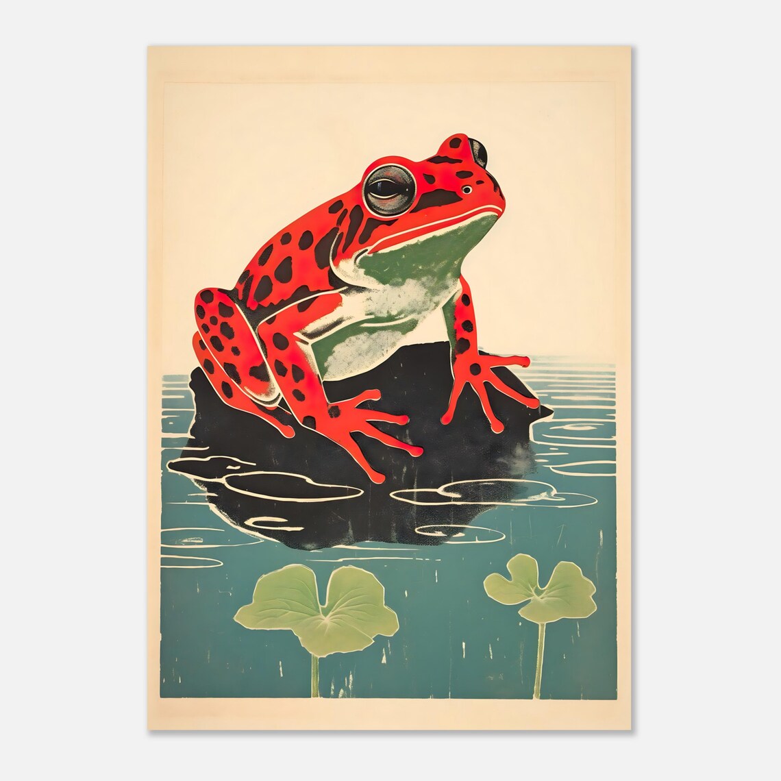 Japanese Frog Woodblock Art Print, Matsumoto Hoji - Image 6