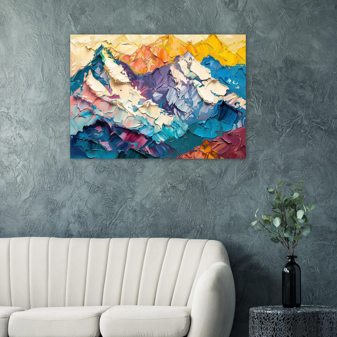 Abstract Mountain Panorama Bright Colors Premium Poster Impasto Style Home Decoration Mountains Premium Paper - Image 5
