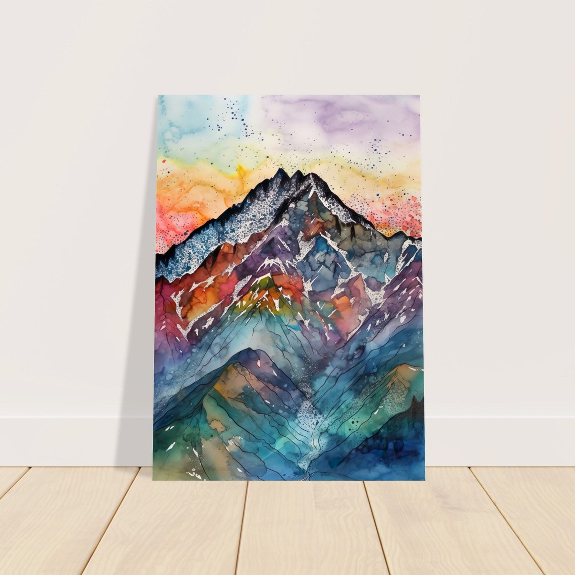 Colourful Mountain Experience The Beauty Of The Mountains In Pop Style With Our Colourful Watercolour Poster