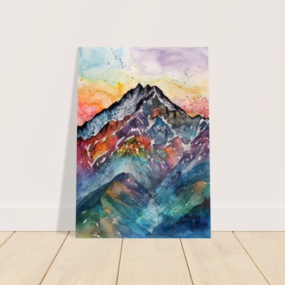 Colourful Mountain Experience The Beauty Of The Mountains In Pop Style With Our Colourful Watercolour Poster