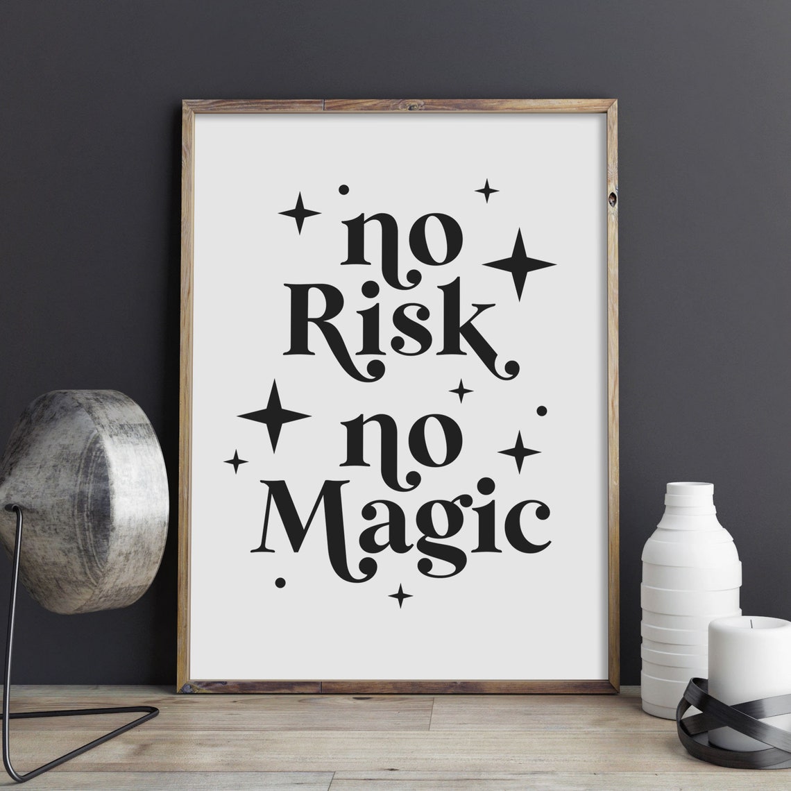 No Risk No Magic Starry Whimsical Inspirational Quote Poster - Image 2