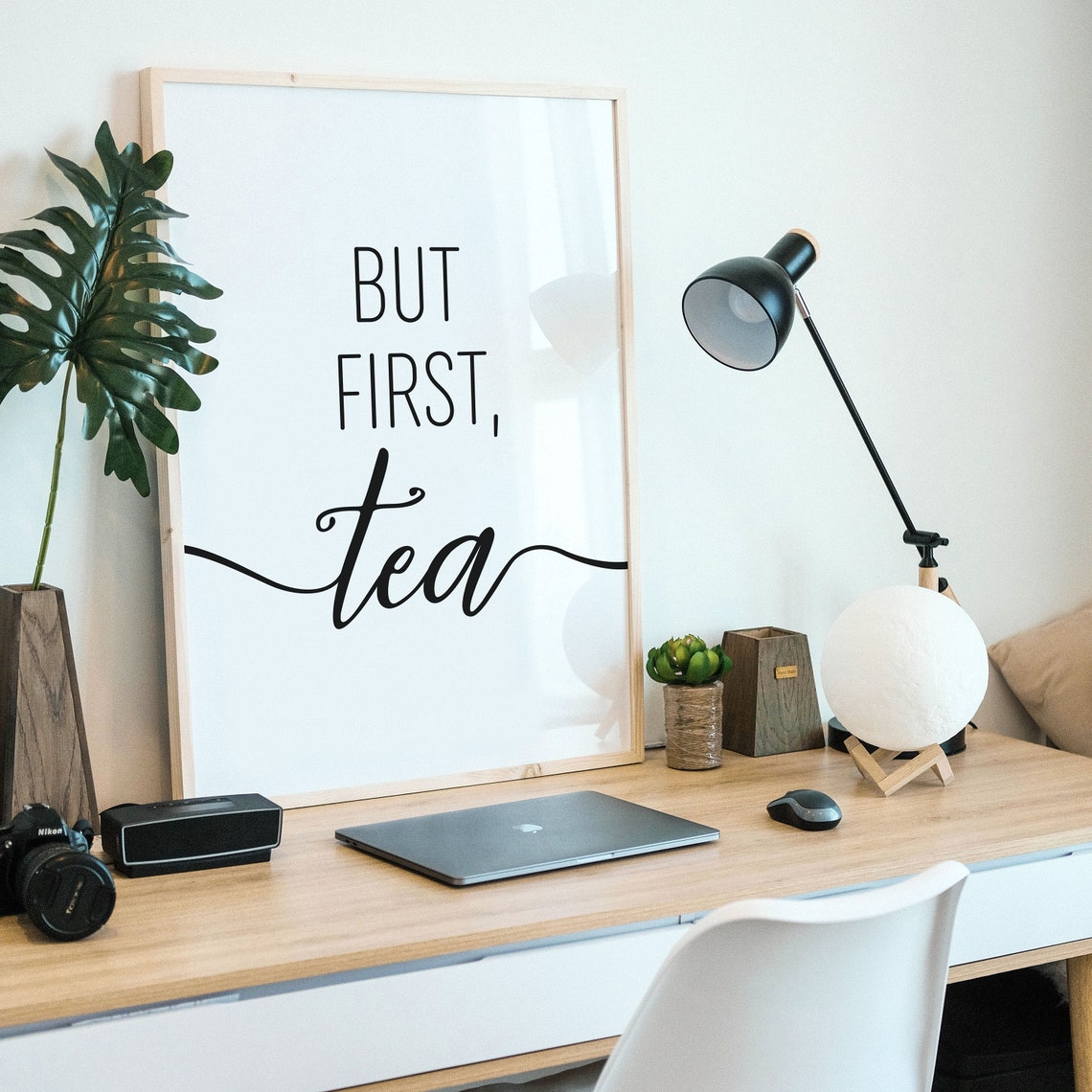 But First Tea Morning Ritual Tea Lover Script Typography Poster - Image 3