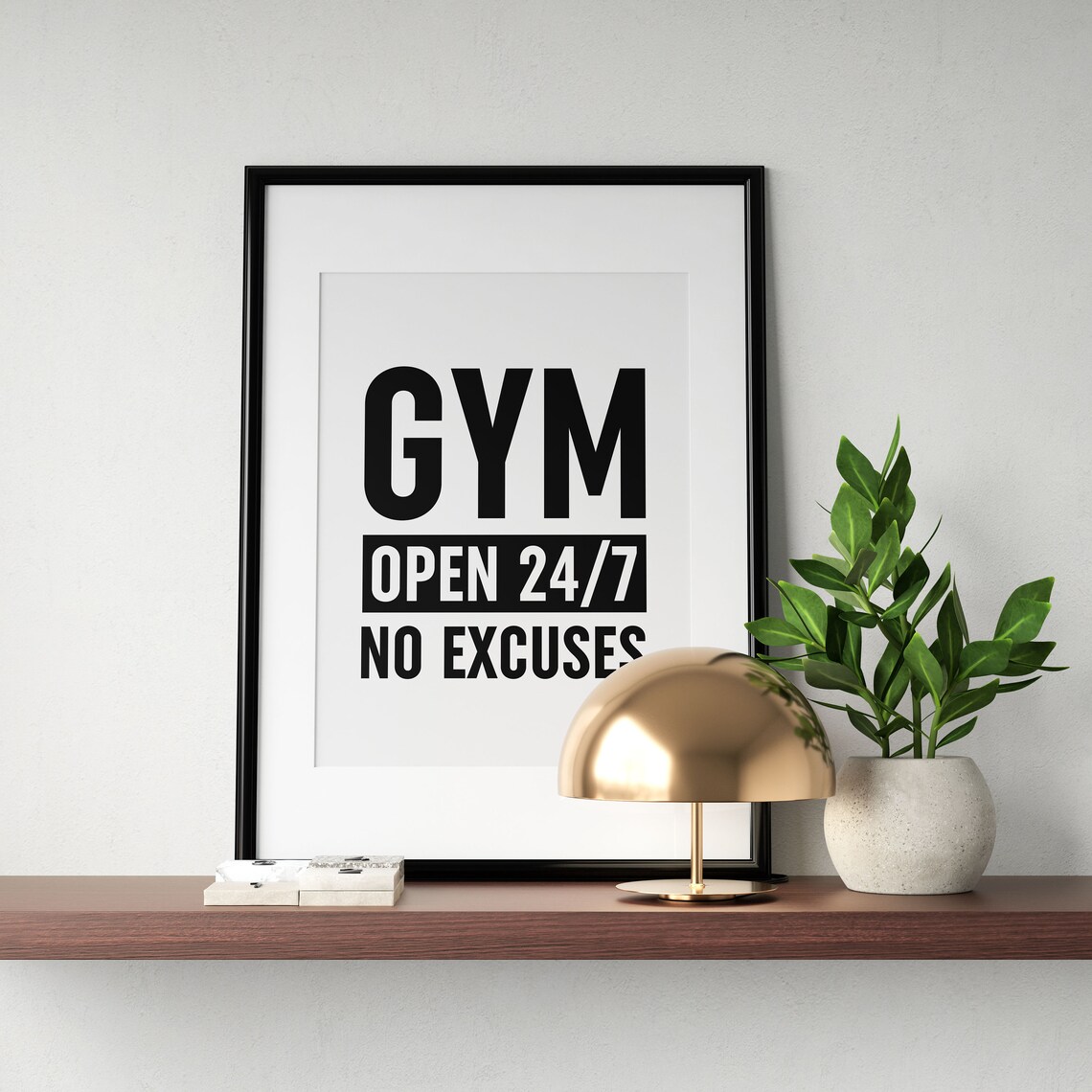 Gym Open 24/7 No Excuses Bold Workout Fitness Home Sign Poster - Image 3
