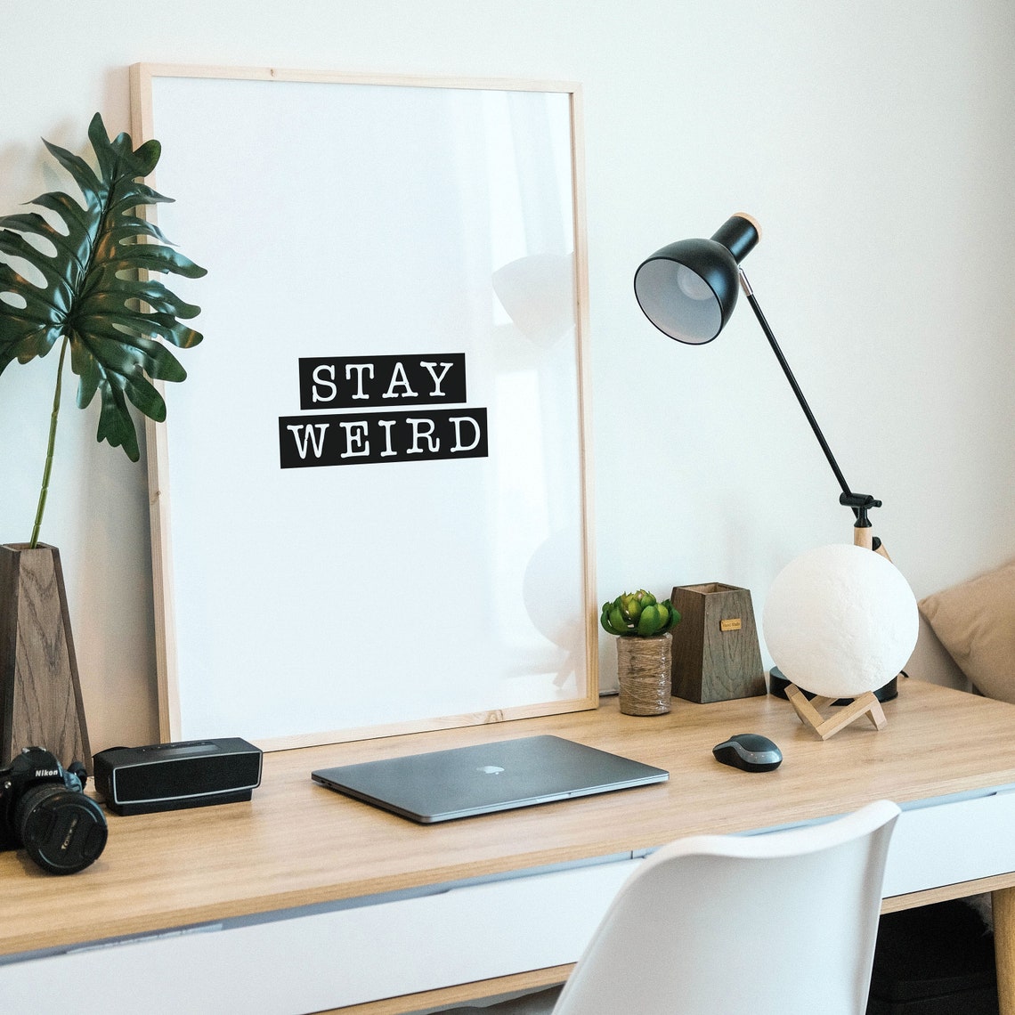 Stay Weird Bold Black Block Letters Minimal Typography Quote Poster - Image 3