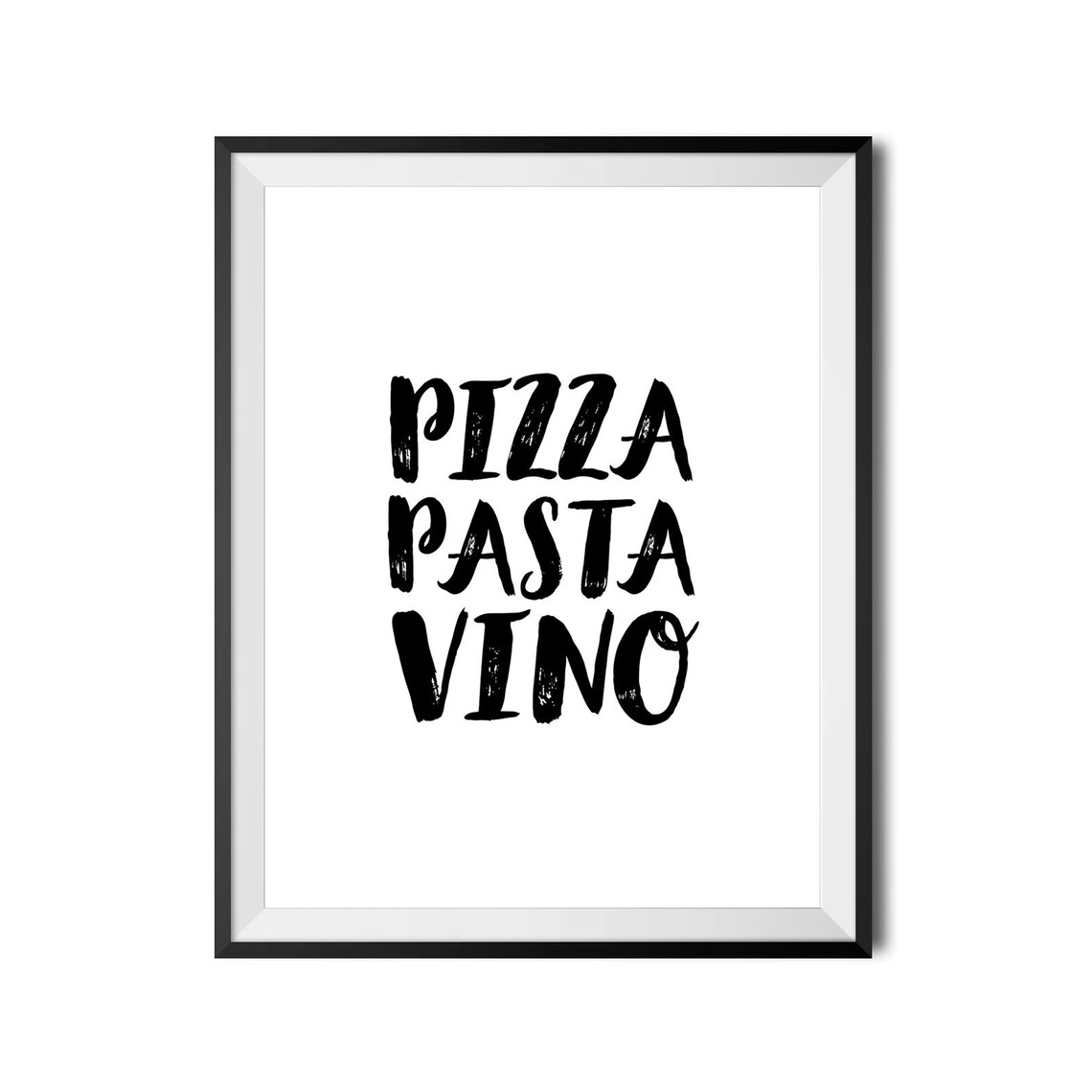 Pizza Pasta Vino Funny Italian Kitchen Brush Lettering Poster - Image 4