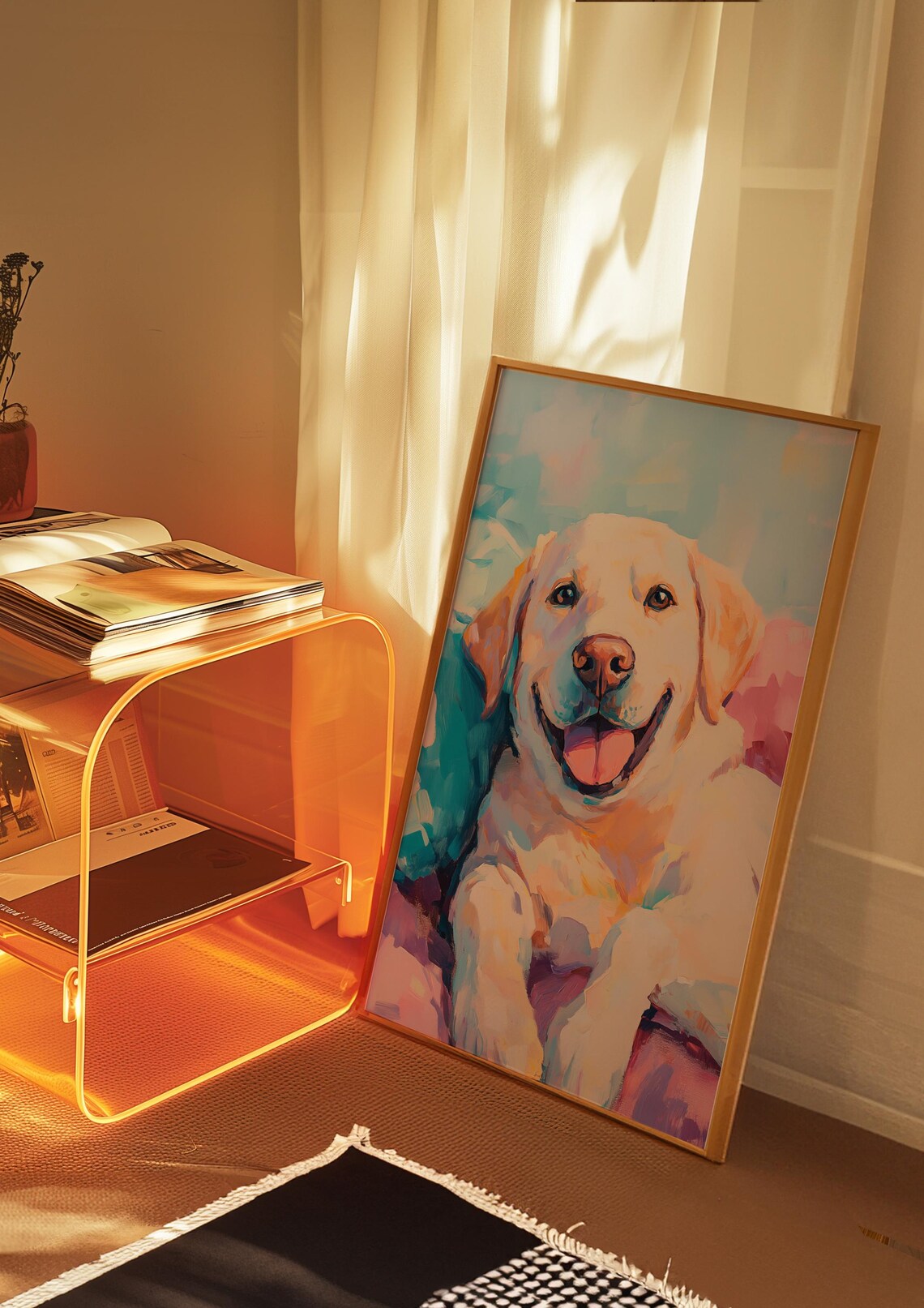 Smiling Labrador Retriever Portrait Poster with Colorful Brushstrokes - Image 2