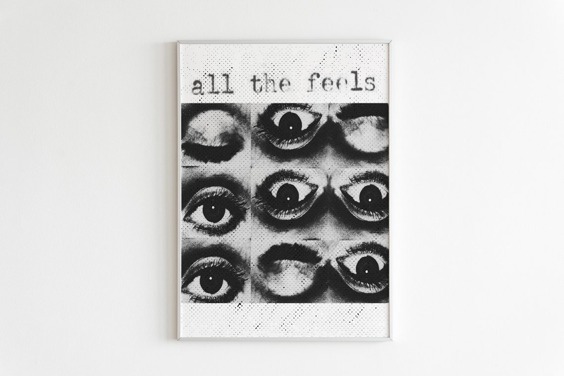 All the Feels Eyes Grid Black White Pop Art Typography Poster - Image 3