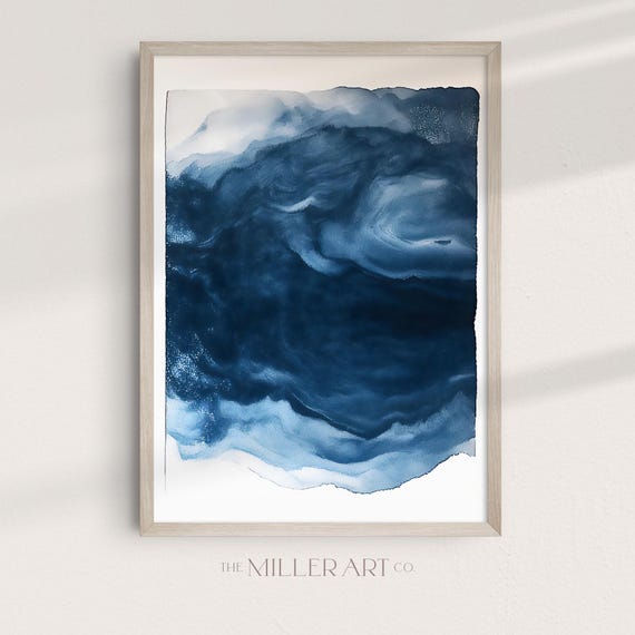 Indigo Watercolor Abstract Art Print Coastal Decor