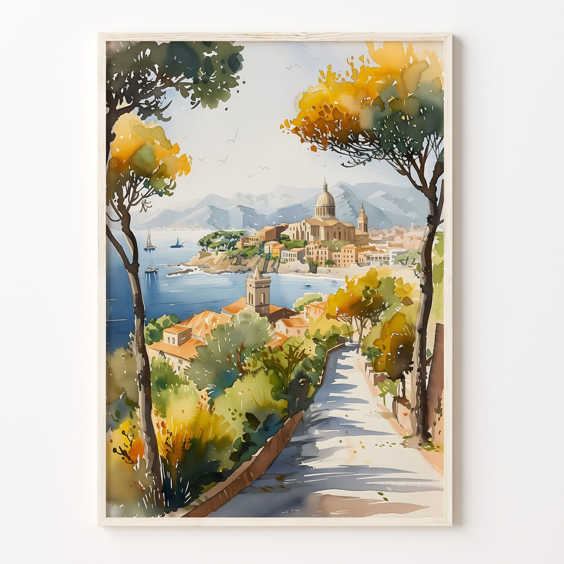 Barcelona Watercolor Painting Sagrada Familia Wall Art Spain Travel Poster Watercolor Print Art Print Home Decor C30 255