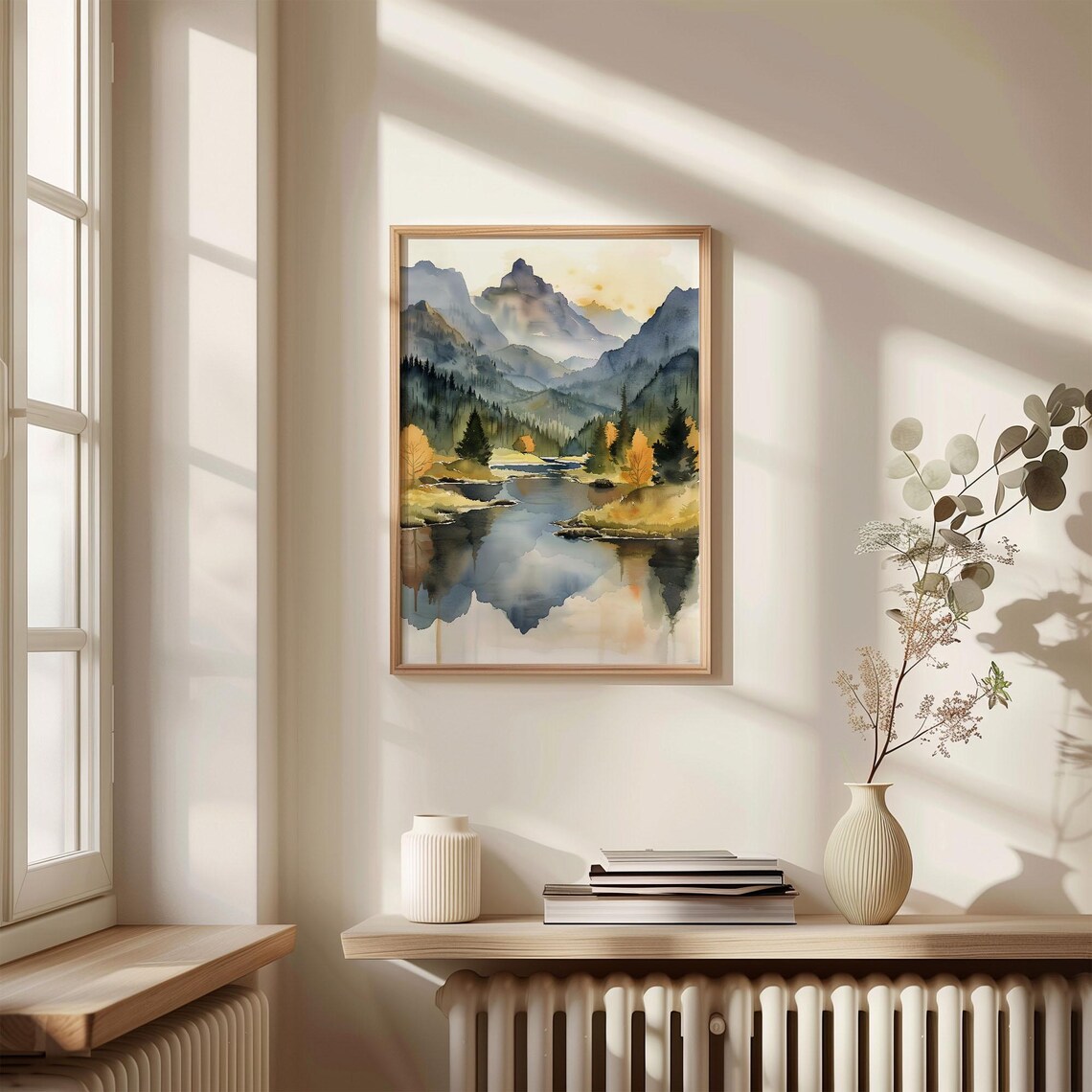 Sweden Watercolor Print, Scandinavian Mountains Poster - Image 4