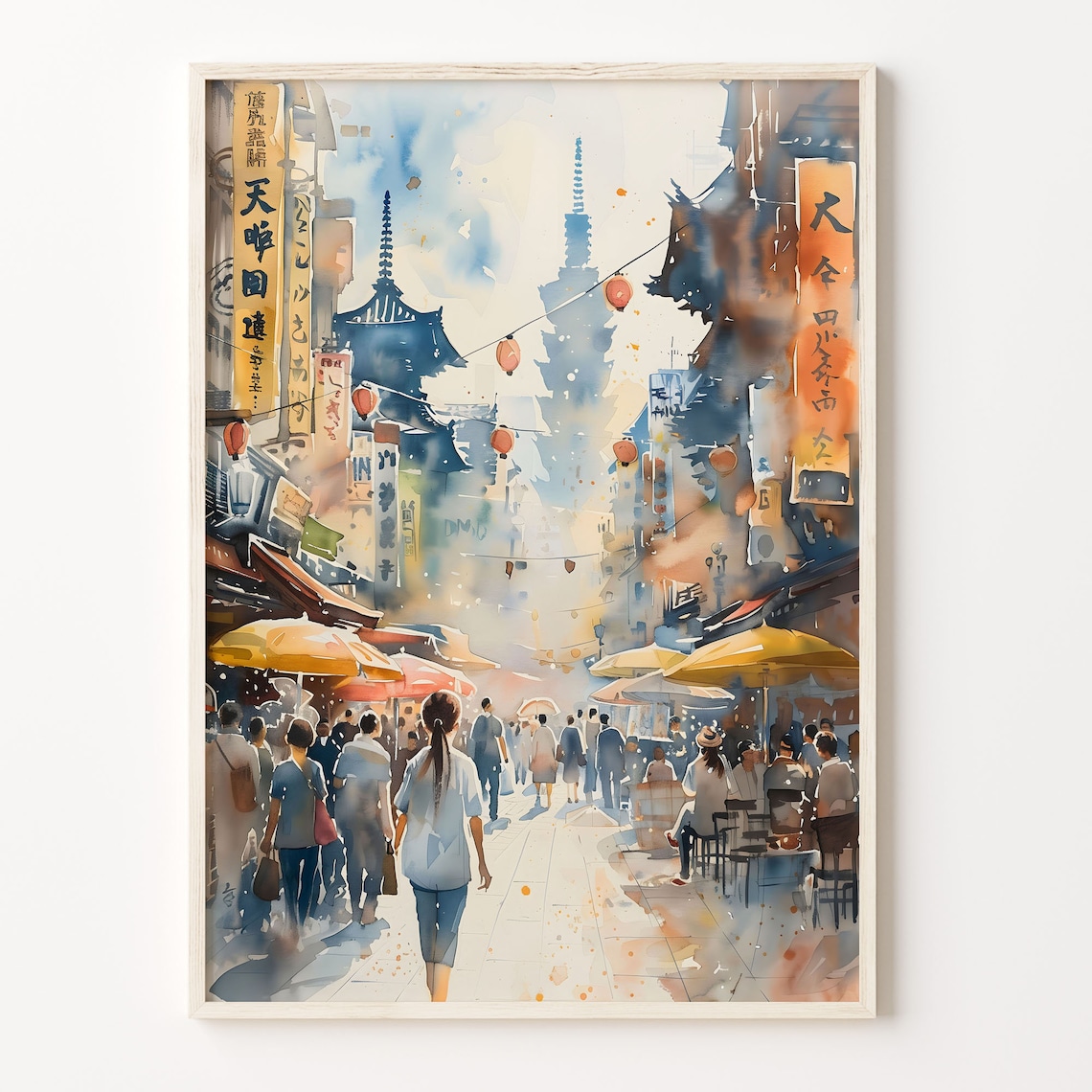 Tokyo Watercolor Painting, Japan Travel Poster