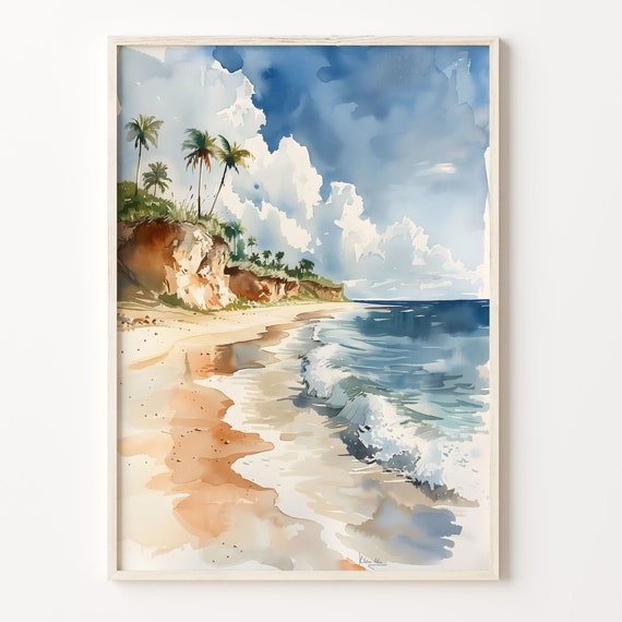 Belize Watercolor Painting Caribbean Sea Wall Art Belize Poster Travel Print Home Decor Birthday Gift Wedding Present C30 375