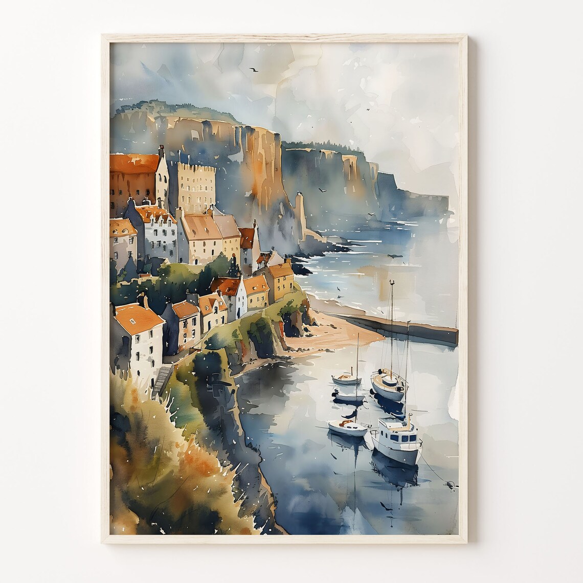 Portrush Watercolor Travel Poster, Northern Ireland