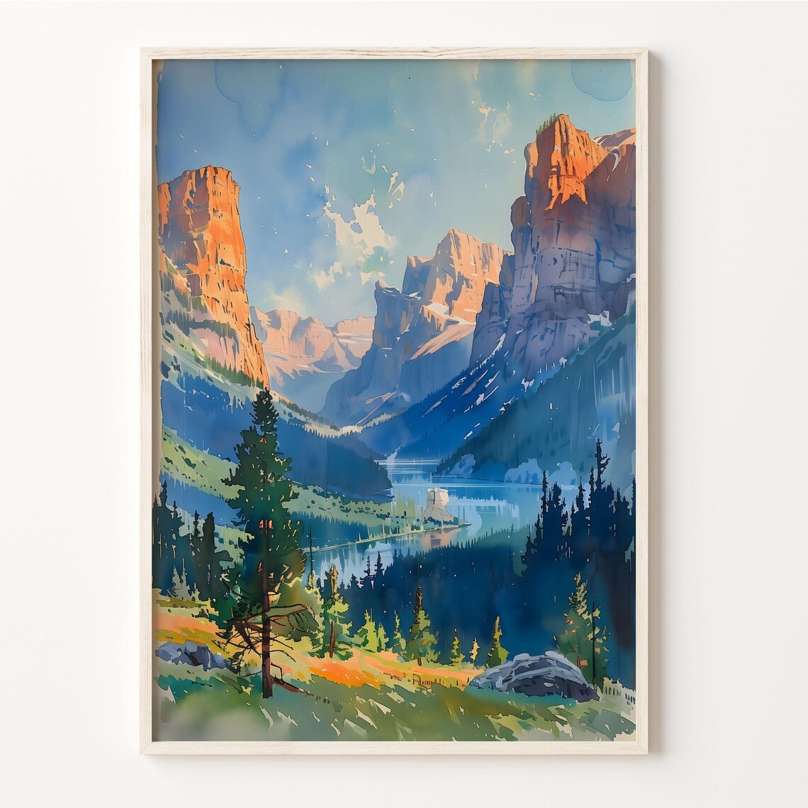 Yosemite Valley Watercolor Art Print, California