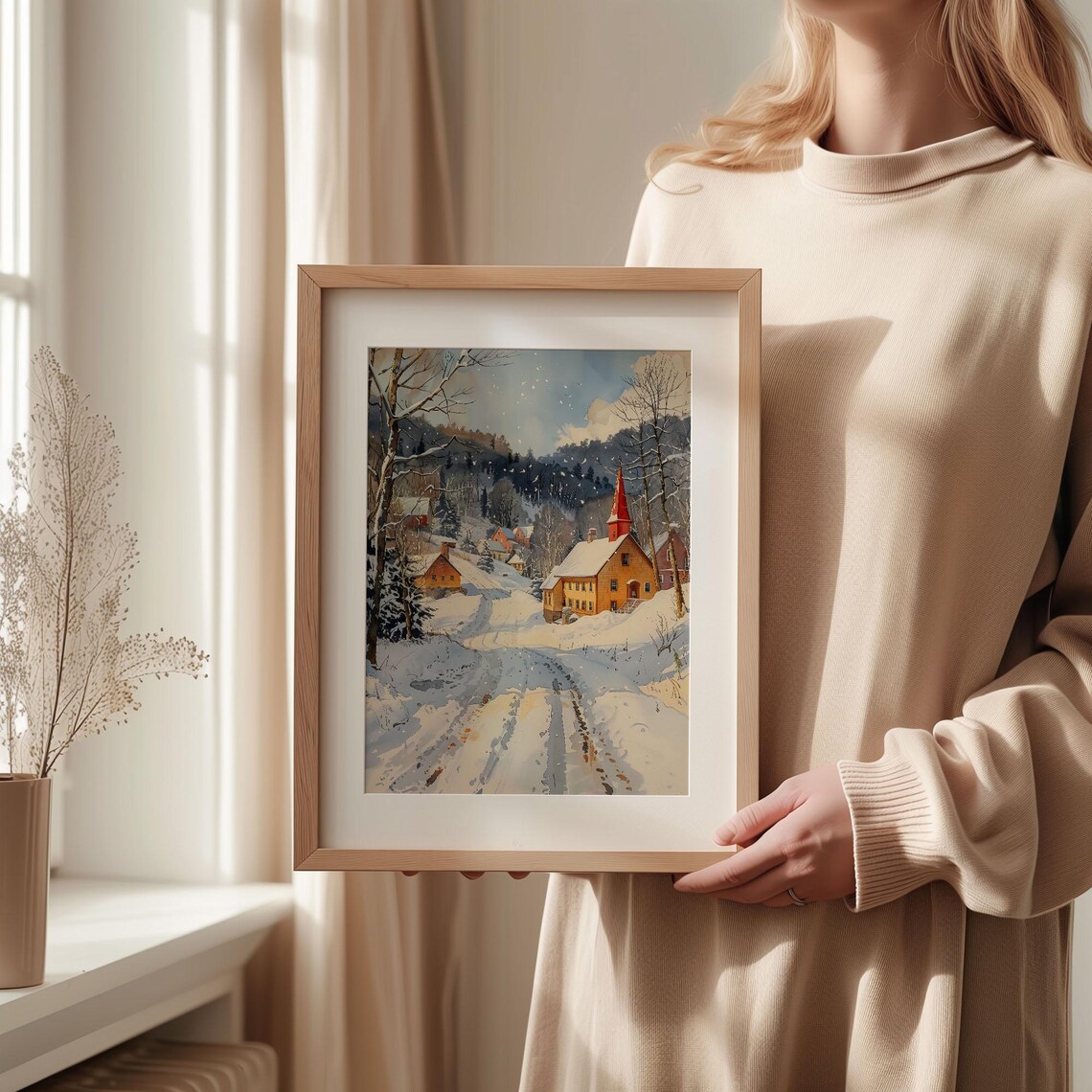 Vermont Watercolor Painting, Stowe Travel Poster - Image 2