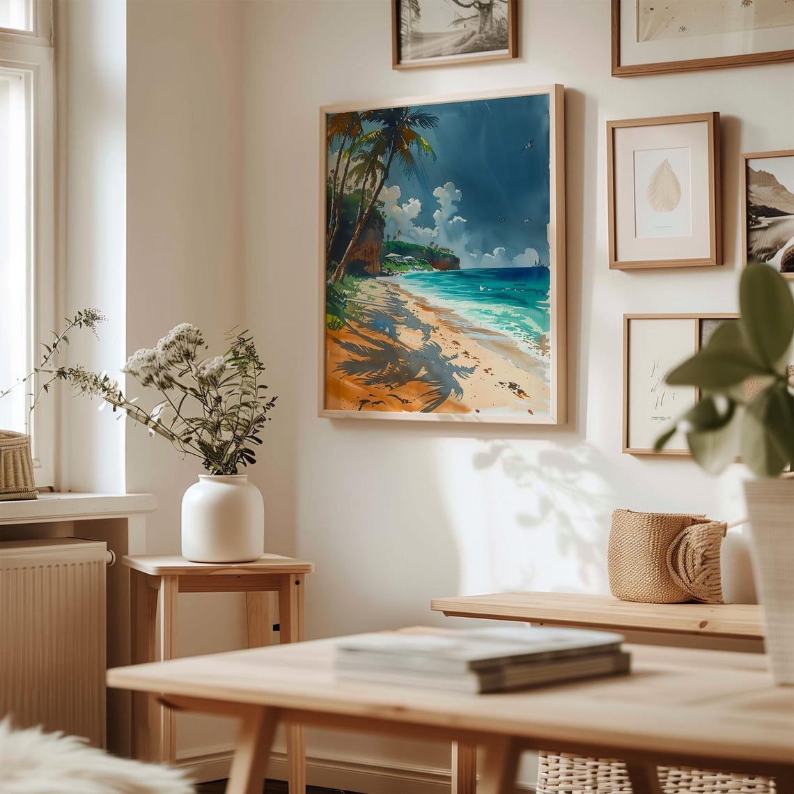 Cayman Islands Sandy Beach Palm Shade Turquoise Watercolor Poster - Image 3