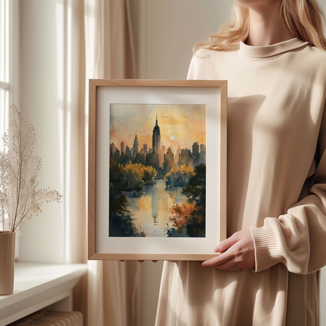New York Skyline Watercolor Travel Poster, NYC - Image 2