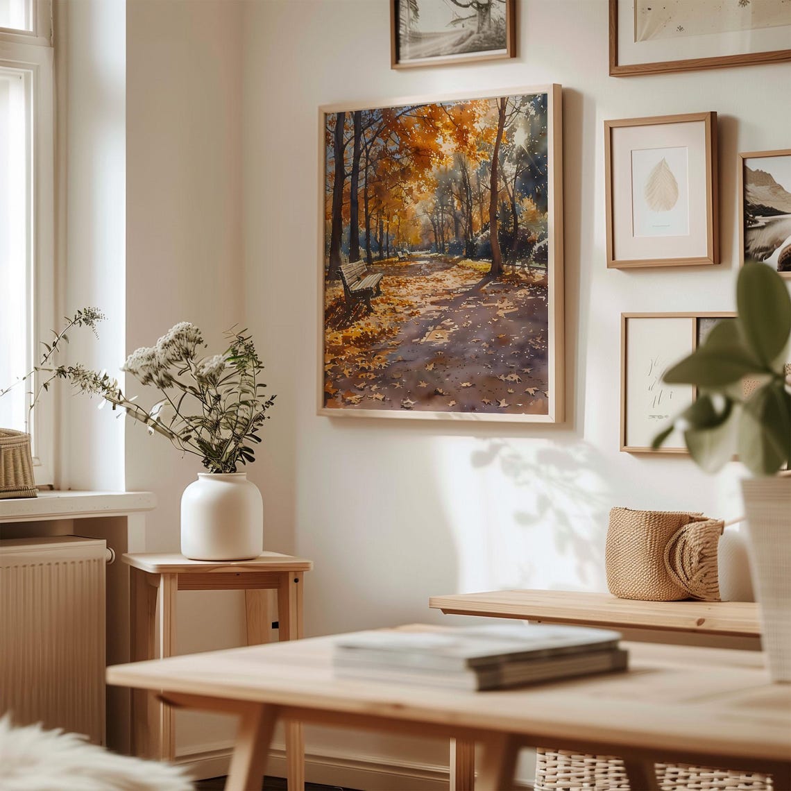 Golden Autumn Streatham Common London Park Watercolor Poster - Image 3