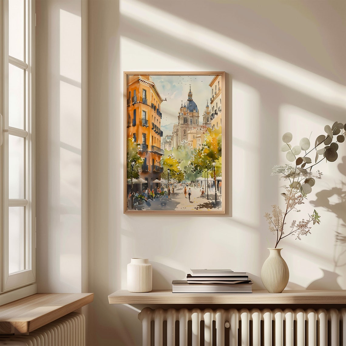 Barcelona Street Watercolor Poster Cathedral Dome Lively Avenue - Image 4