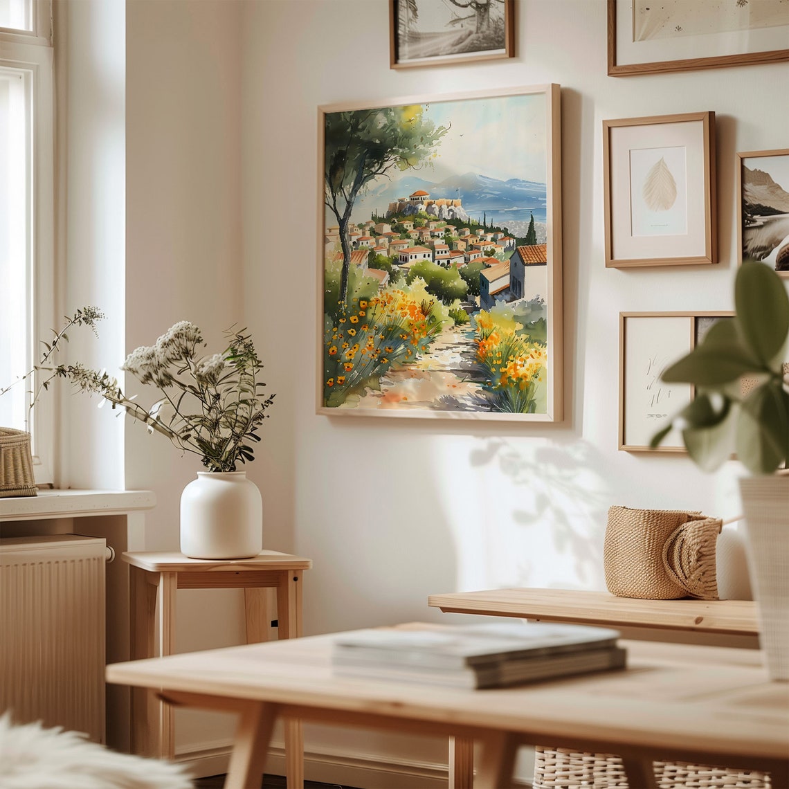 Athens Acropolis Parthenon Plaka Rooftops Watercolor Travel Poster - Image 3