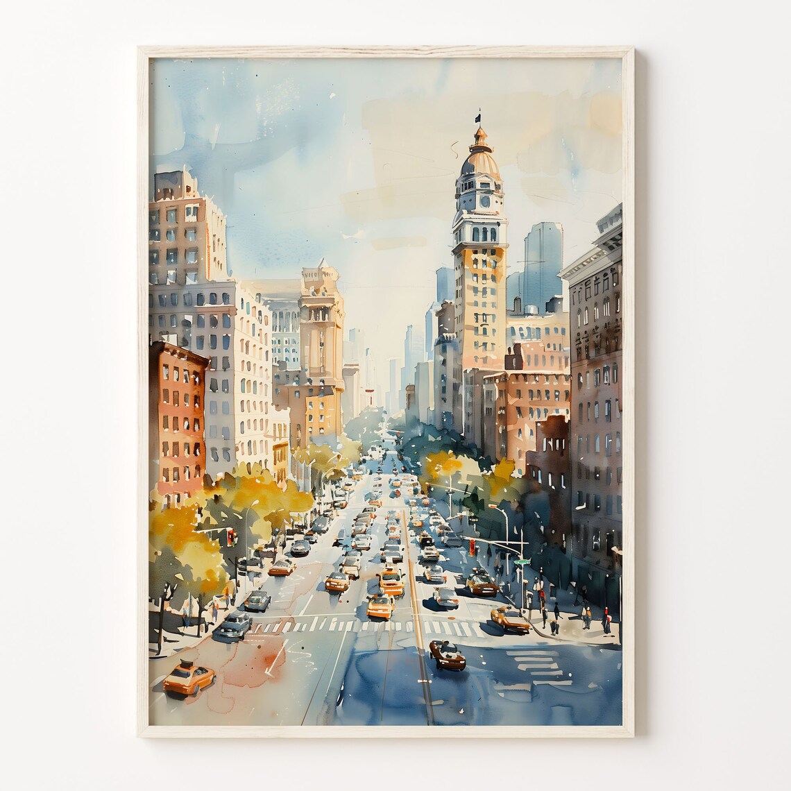 Seattle Watercolor Travel Poster, Custom Text