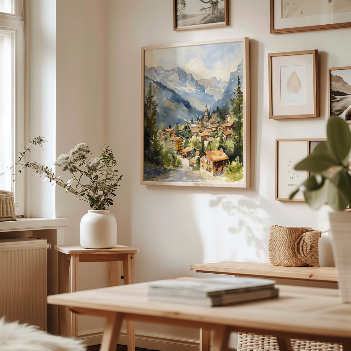 Wengen Watercolor Painting Switzerland Travel Poster - Image 3