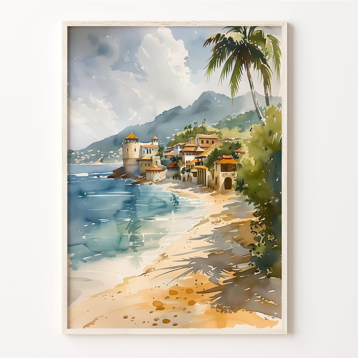 Ko Samui Watercolor Travel Poster, Thailand Island